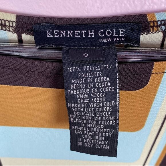 Kenneth Cole Retro Print Sleeveless Sheath Dress Brown Multi Small - Picture 9 of 11